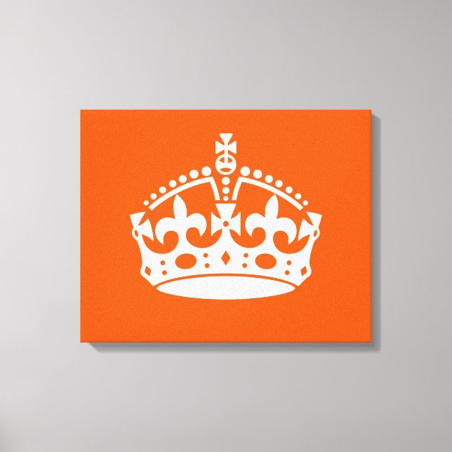 KEEP CALM CROWN on Orange Customize This Leinwanddruck (Vorderseite)
