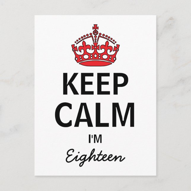 Keep Calm Eighteenth Birthday Einladung (Vorderseite)