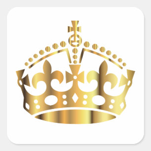 Keep Calm Gold Crown - Hintergrund ändern Quadratischer Aufkleber