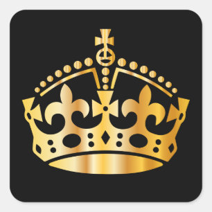 Keep Calm Gold Crown - Hintergrund ändern Quadratischer Aufkleber