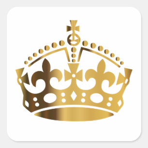 Keep Calm Gold Crown - Hintergrund ändern Quadratischer Aufkleber