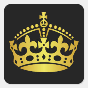 Keep Calm Gold Crown - Hintergrund ändern Quadratischer Aufkleber