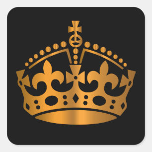 Keep Calm Gold Crown - Hintergrund ändern Quadratischer Aufkleber