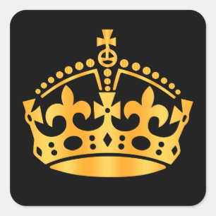 Keep Calm Gold Crown - Hintergrund ändern Quadratischer Aufkleber