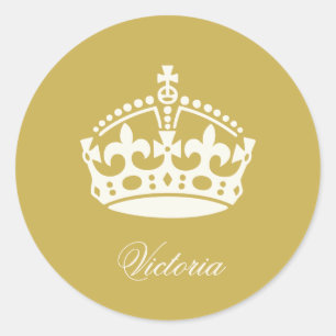 Keep Calm Gold Krone Logo Chic Party Favor Aufkleb Runder Aufkleber