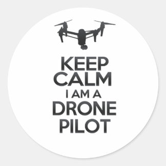 Keep Calm I Drone Pilot Am Runder Aufkleber