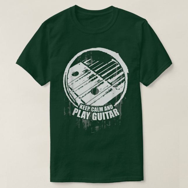 Keep Calm Play Guitar Ukulele Plectron Musician Re T-Shirt (Design vorne)