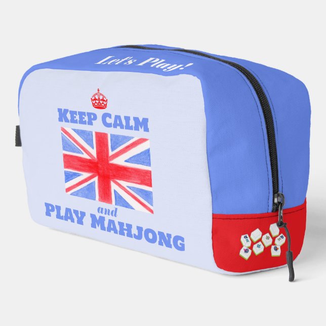 Keep Calm Play Mahjong Union Jack Brit Flag Tile Waschbeutel (Rechte Ecke)