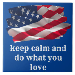 keep calm quote and vibrant american flag fliese