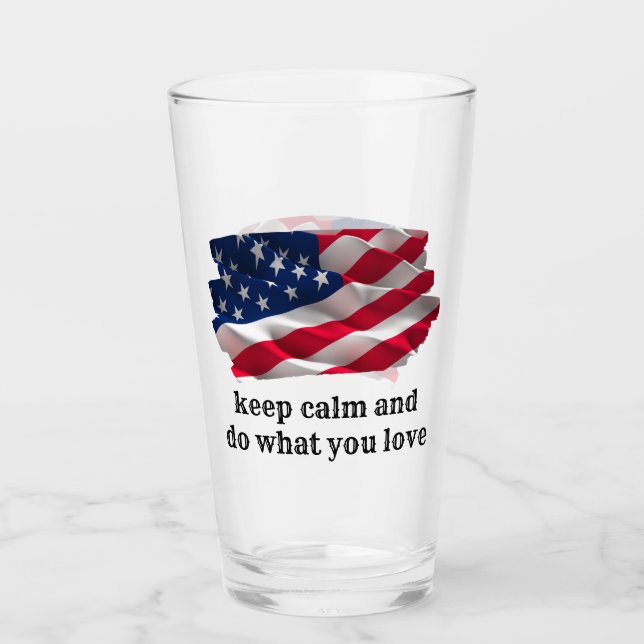 keep calm quote and vibrant american flag glas (Vorderseite)