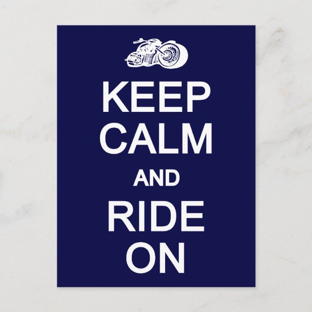Keep Calm & Ride On postcard, customize Postkarte (Vorderseite)