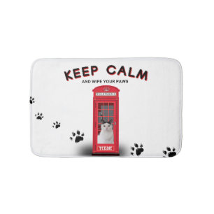 'Keep Calm' rotes Telefonhäuschen individuell anpa Badematte