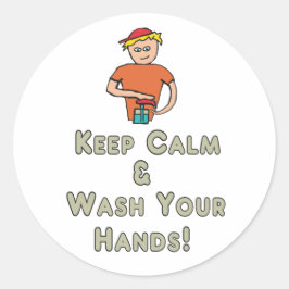 Keep Calm Wash Your Hands Runder Aufkleber