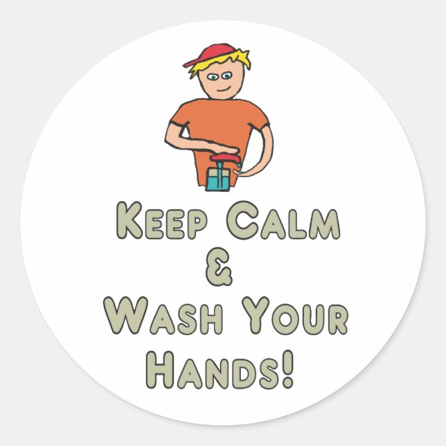 Keep Calm Wash Your Hands Runder Aufkleber (Vorderseite)