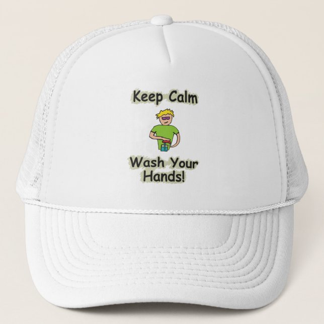 Keep Calm Wash Your Hands Truckerkappe (Vorderseite)