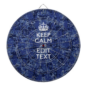 Keep Calm Your Text on Blue Digital Tarnung Dartscheibe