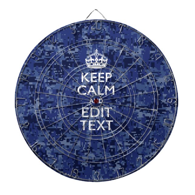 Keep Calm Your Text on Blue Digital Tarnung Dartscheibe (vorne)