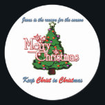 Keep Christ in Christmas Runder Aufkleber<br><div class="desc">Behalt Christus zu Weihnachten,  Er ist der Grund für die Saison</div>