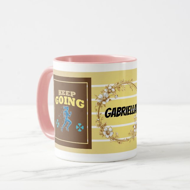 Keep Going – Personalized Motivational Floral Mug  Tasse (Vorderseite Links)