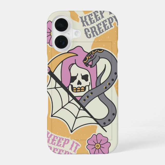 Keep It Creepy – Gothic Skeleton Snake  iPhone 16 Hülle (Rückseite)