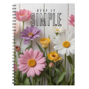 "Keep It Simple" Blumenmuster Notizblock