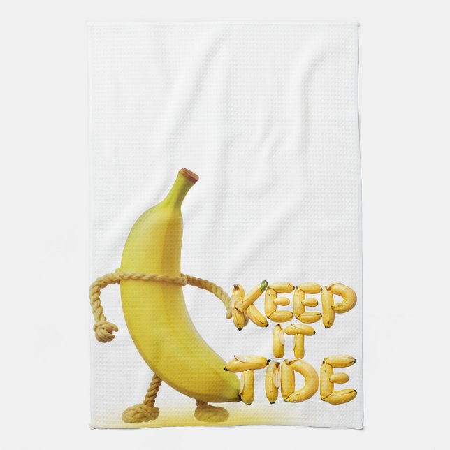 Keep It Tide – Lustige Banane-Typografie Minimalis Geschirrtuch (Vertikal)