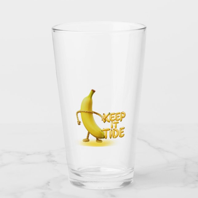 Keep It Tide – Lustige Banane-Typografie Minimalis Glas (Vorderseite)