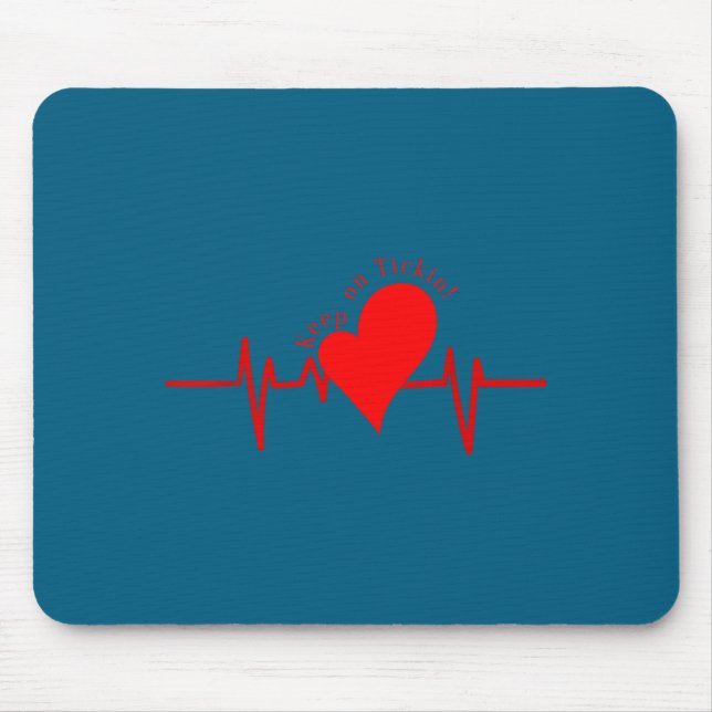 Keep On Tickin! Ekg Heartbeat Cow Valve Heart Pati Mousepad (Vorne)