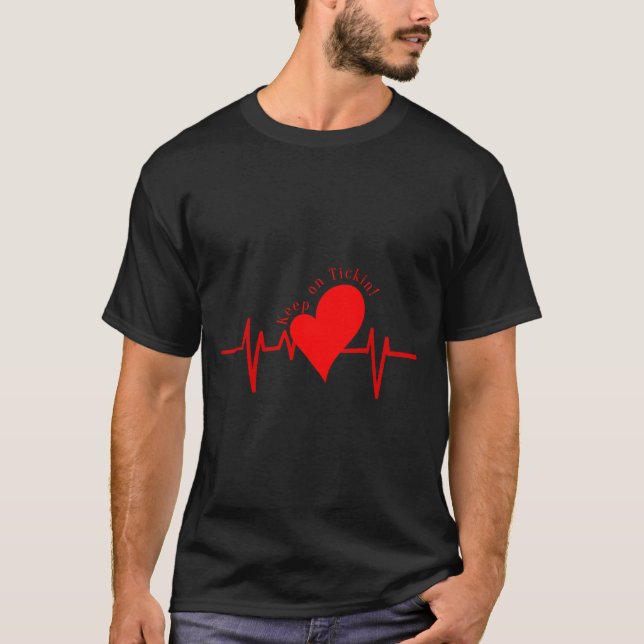 Keep On Tickin! Ekg Heartbeat Cow Valve Heart Pati T-Shirt (Vorderseite)
