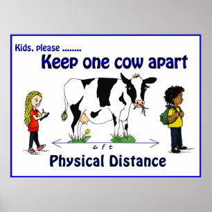 Keep One Cow Apart Physical Distance Poster