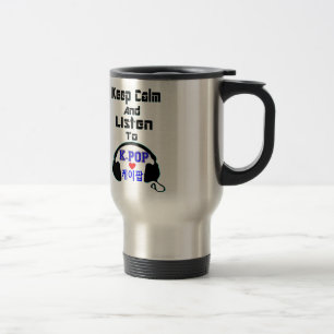 ♪♥Keep Ruhe u. hören auf KPop Reise/Pendler Mug♥♫ Reisebecher