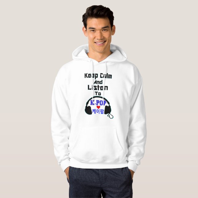 ♪♥Keep Ruhe und hören zu KPop grundlegendes Hoodie (Vorne ganz)