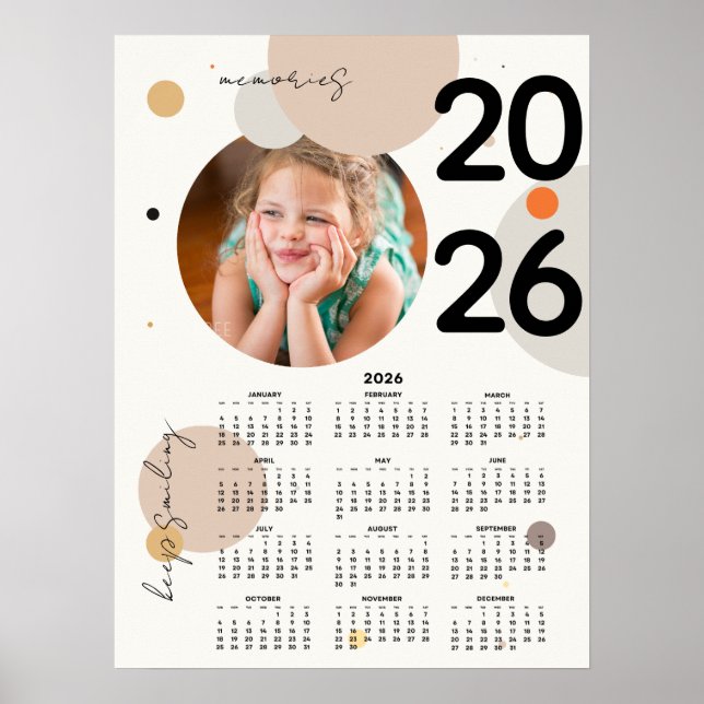 Keep Smiling Photo Calendar 2026 Poster 18x24 (Vorne)