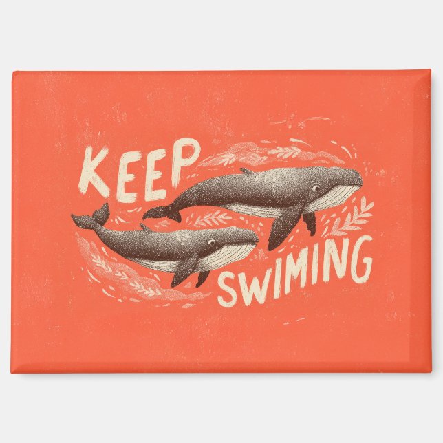 Keep Swimming Whales Magnet (Vorderseite)