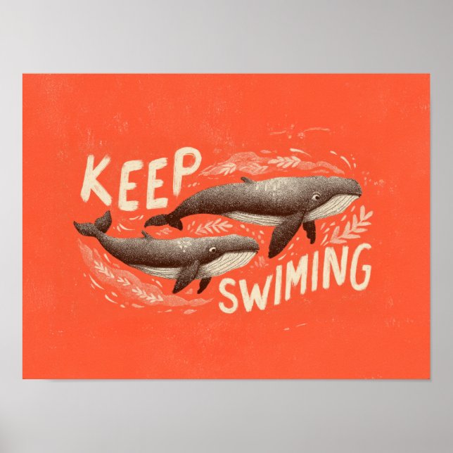 Keep Swimming Whales Poster (Vorne)