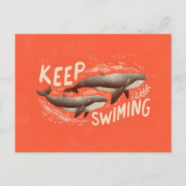 Keep Swimming Whales Postkarte