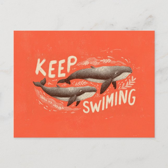 Keep Swimming Whales Postkarte (Vorderseite)