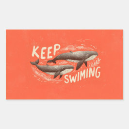Keep Swimming Whales Rechteckiger Aufkleber