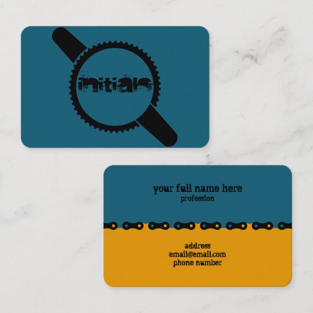 Keep Turning That Crank Blue Orange Visitenkarte (Vorne/Hinten)