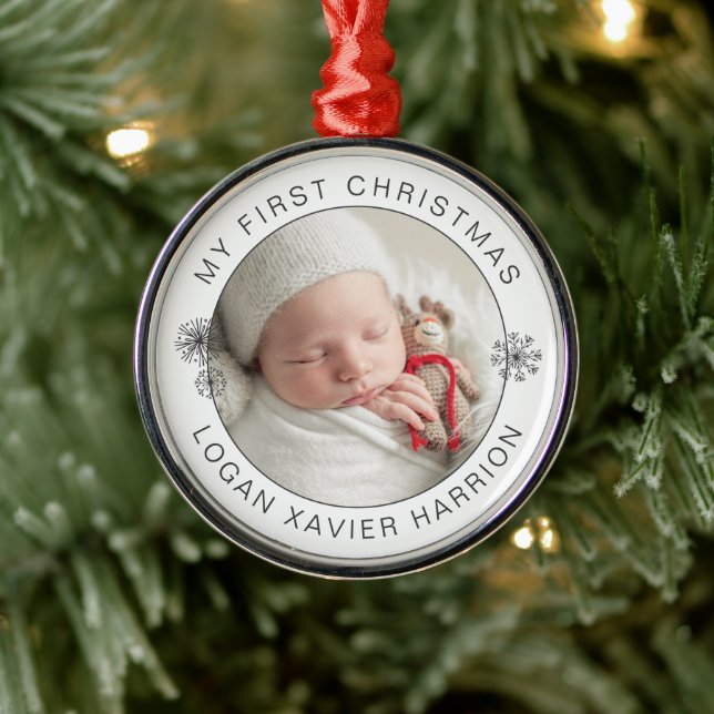 Keepake Baby's erstes Weihnachtsfest-Foto Ornament Aus Metall (Baum)