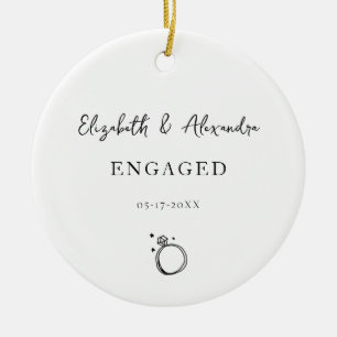 Keepake Couple Names Ring Verlobt Keramik Ornament