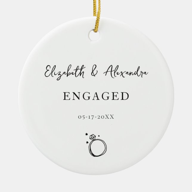 Keepake Couple Names Ring Verlobt Keramik Ornament (Vorne)