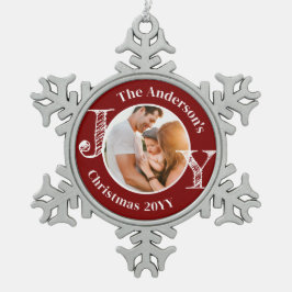 Keepake Familie Foto Freude Moderne Minimalistisch Schneeflocken Zinn-Ornament