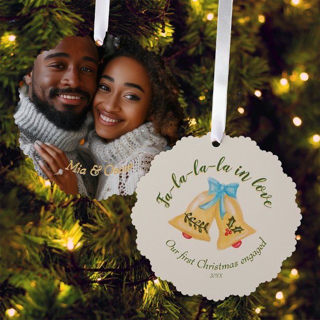 Keepake Foto Bow Bells Erste Weihnachts Verlobt Ornament Karte (Von Creator hochgeladen)