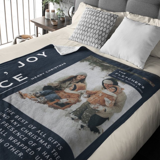 Keepake Foto & Zitat Weihnachtsgeschenk Navy Blue Fleecedecke (Von Creator hochgeladen)