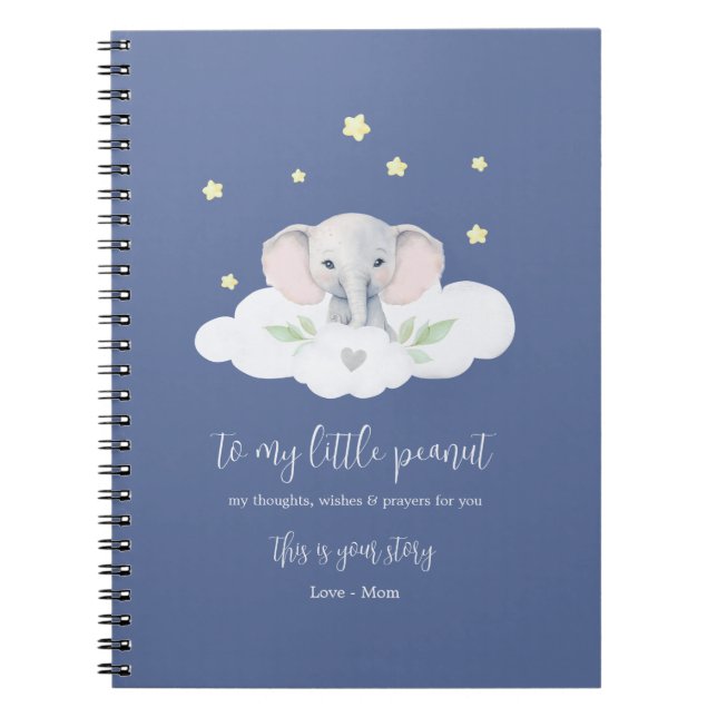 Keepake Pregnancy Journal Blue Modern Elephant Notizblock (Vorderseite)