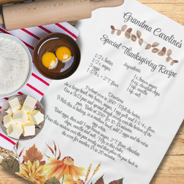 Keepake Rezept Erntedank Herbst Geschenk Geschirrtuch (Keepsake Recipe Thanksgiving Fall Autumn Gift Kitchen Towel)