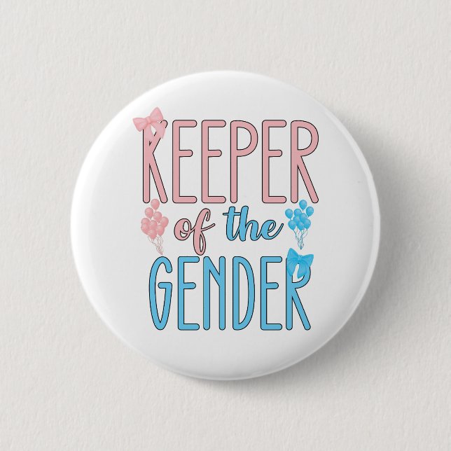 Keeper of Gender Reveal Boy Girl Pink Blue Button (Vorderseite)