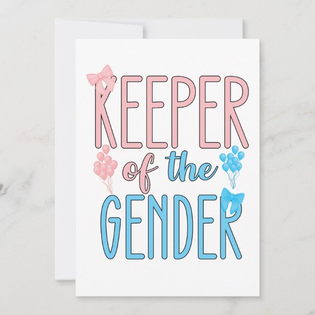 Keeper of Gender Reveal Boy Girl Pink Blue Einladung (Vorderseite)
