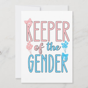 Keeper of Gender Reveal Boy Girl Pink Blue Einladung